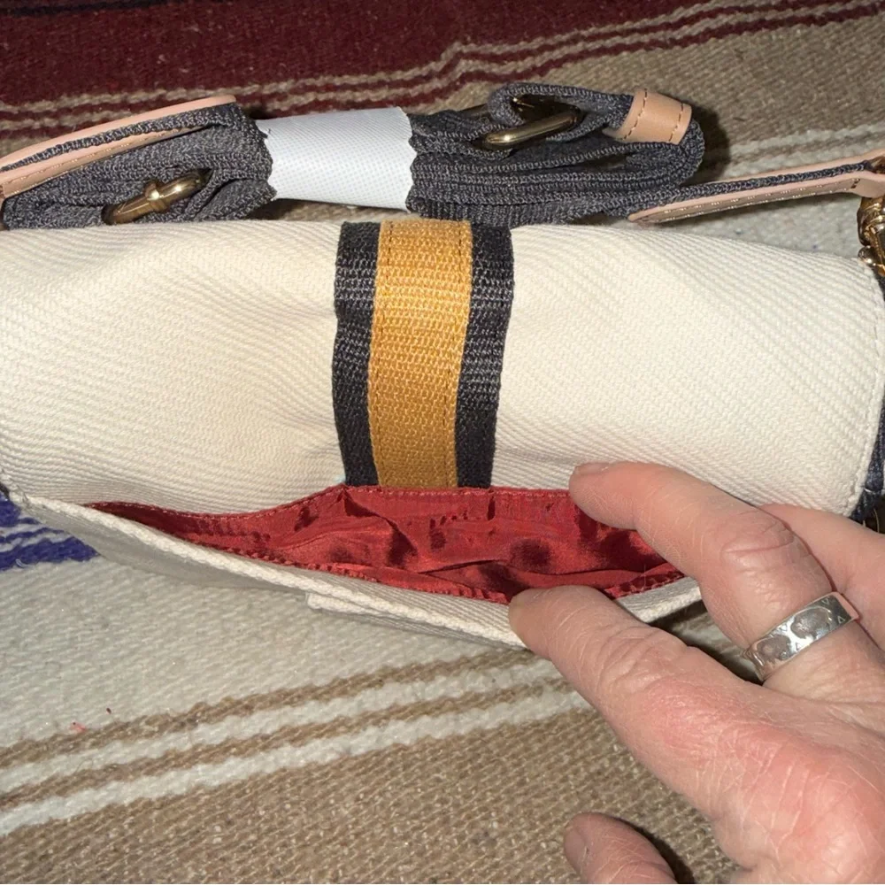 Market by Monica Coated Canvas Cream and Black Crossbody Bag - Picture 4 of 6